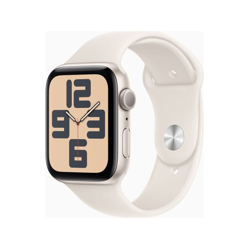 Apple Watch SE 44mm 2024 Aluminium Starlight avec Sport Strap Starlight S/M MXEU3